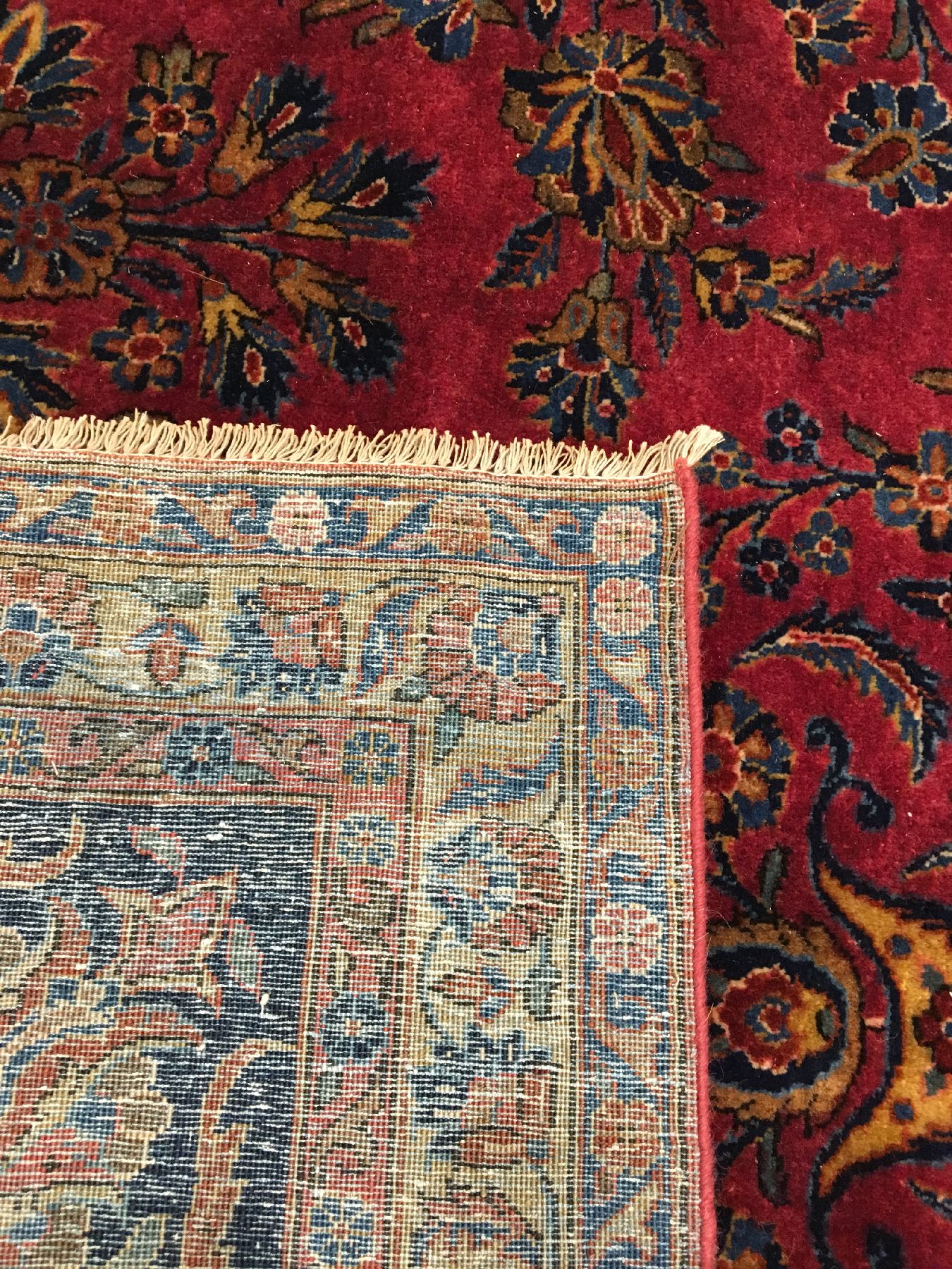 Detail i: Großer feiner Keschan antik (US Re-Import), Zentralpersien, Ende 19.Jhd., Korkwolle geknüpft auf Baumwolle. Hochwertiger und sehr eleganter US ...