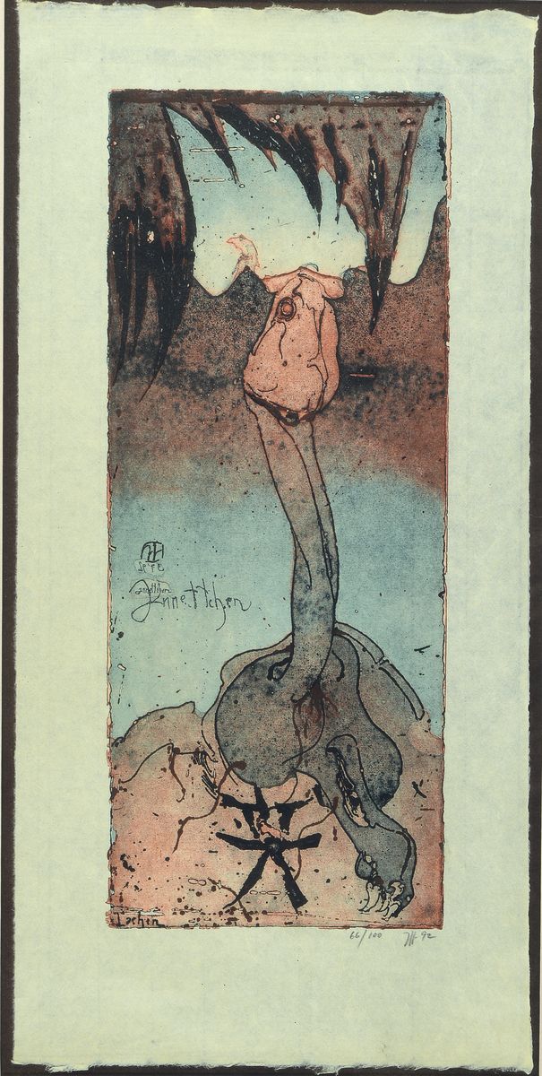 Horst Janssen, 1929-1995, Annettchen, Farbradierung, handsigniert und num. 66/100, ca. 49x20cm, PP, u.Gl., R. ca. 80x48cm