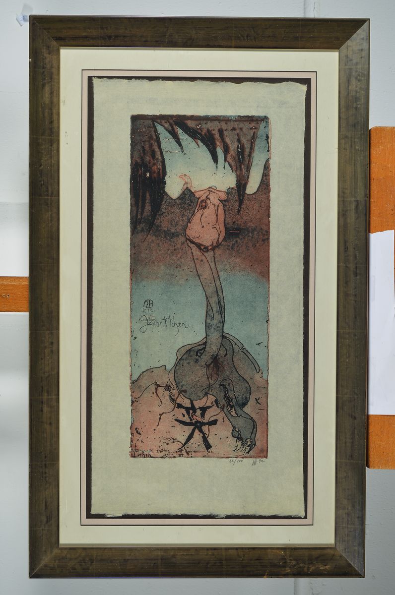 Detail k: Horst Janssen, 1929-1995, Annettchen, Farbradierung, handsigniert und num. 66/100, ca. 49x20cm, PP, u.Gl., R. ca. 80x48cm