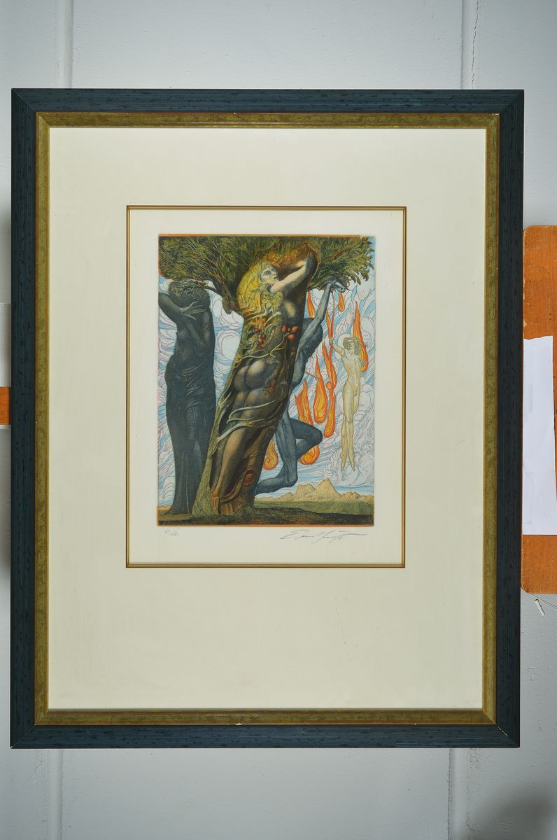 Detail k: Ernst Fuchs, 1930-2015, Farbradierung, handsigniert und bez. e.a., ca. 39x29cm, PP. u.Gl., R. ca. 90x70cm