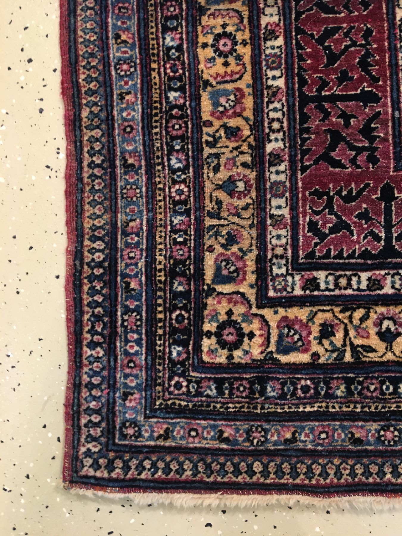 Detail e: Großer Teheran "Asgar Dalirian" antik "Signiert" (Mille Fleur), Zentralpersien, 19.Jhd., Korkwolle geknüpft auf Baumwolle. ...