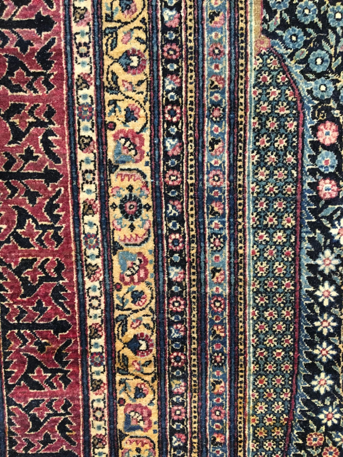 Detail f: Großer Teheran "Asgar Dalirian" antik "Signiert" (Mille Fleur), Zentralpersien, 19.Jhd., Korkwolle geknüpft auf Baumwolle. ...