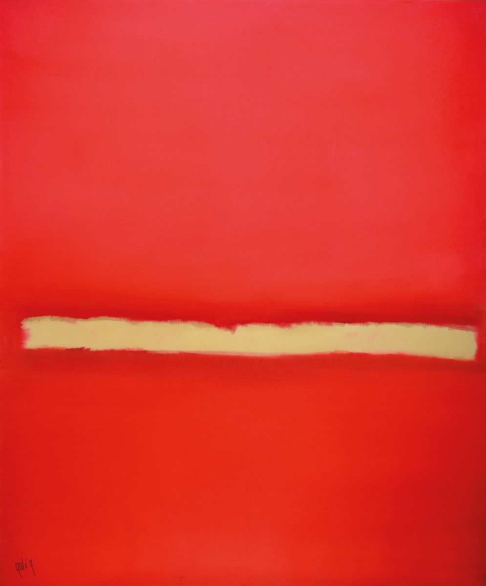 Gaston Gale, Zeitgenössischer Künstler, Abstrakte Komposition in Rot, Öl/Lwd, handsign., ca. 120x100 cm