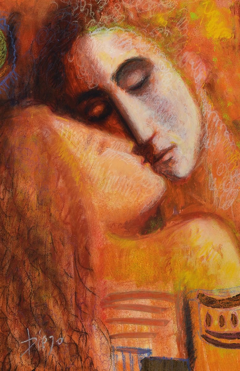 Antonio Diego Voci, 1920-1985, Öl/Lwd, sign., unter Glas gerahmt, gesamt ca. 80x59 cm