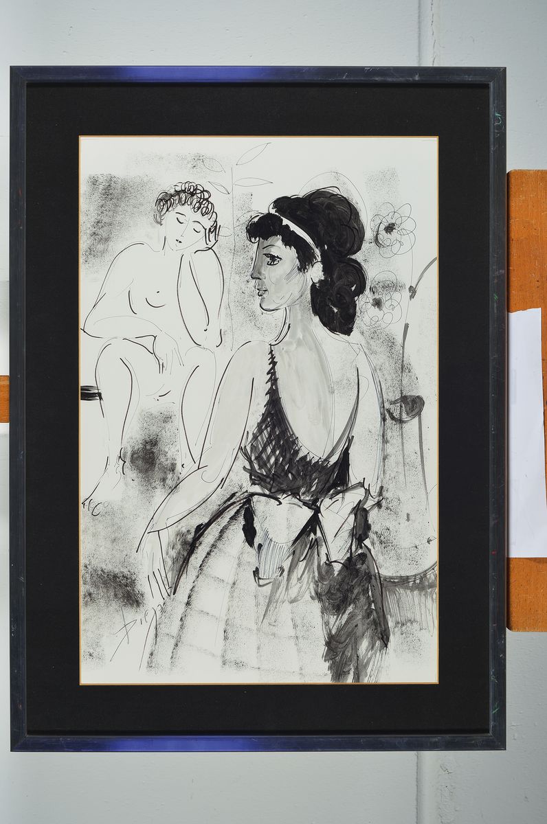 Detail k: Antonio Diego Voci, 1920-1985, Aktmodel, links unten sign., pp, unter Glas gerahmt, gesamt ca. 72,5x52,5 cm
