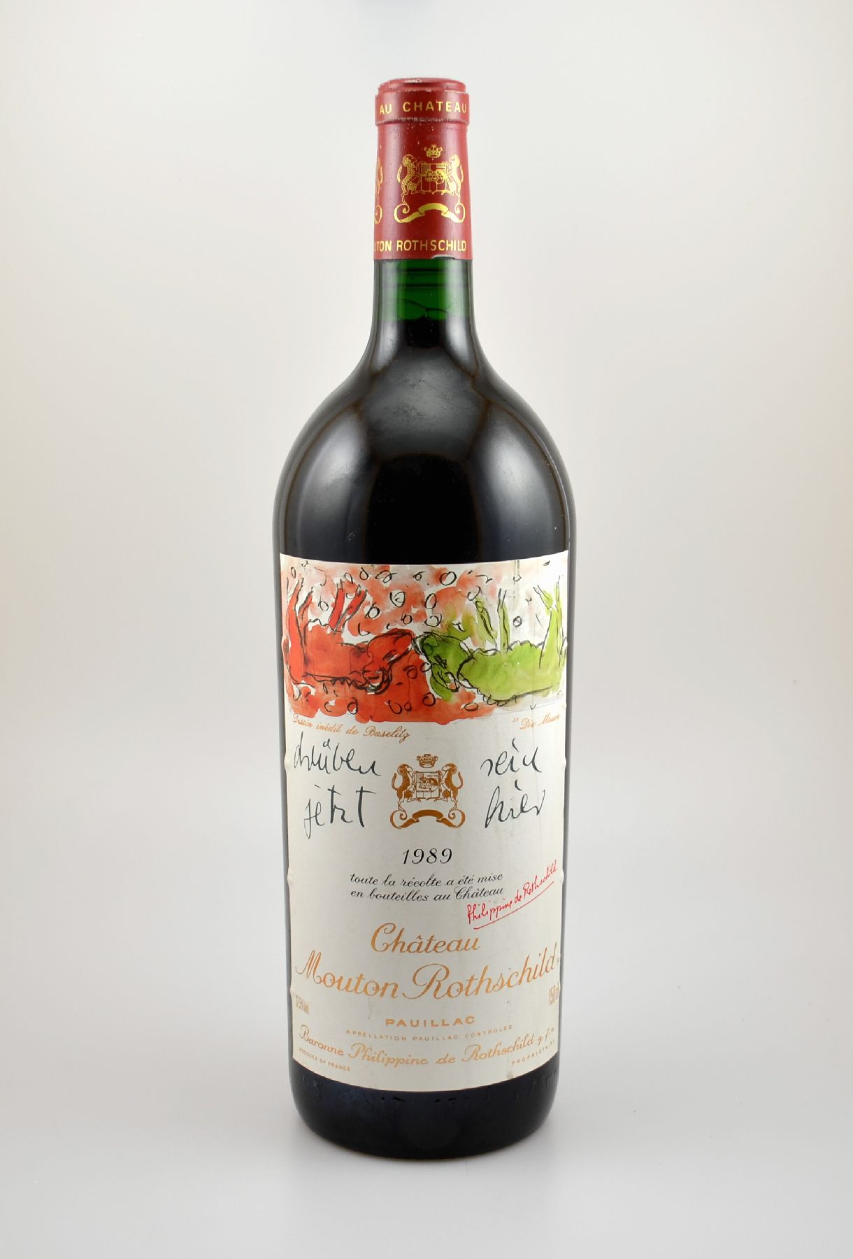 1 Magnumflasche 1989 Chateau Mouton Rothschild, Pauillac, ca. 150 cl, 12,5 % Vol., Füllstand: into neck, sehr guter Erhaltungszustand, unverkostet, ...