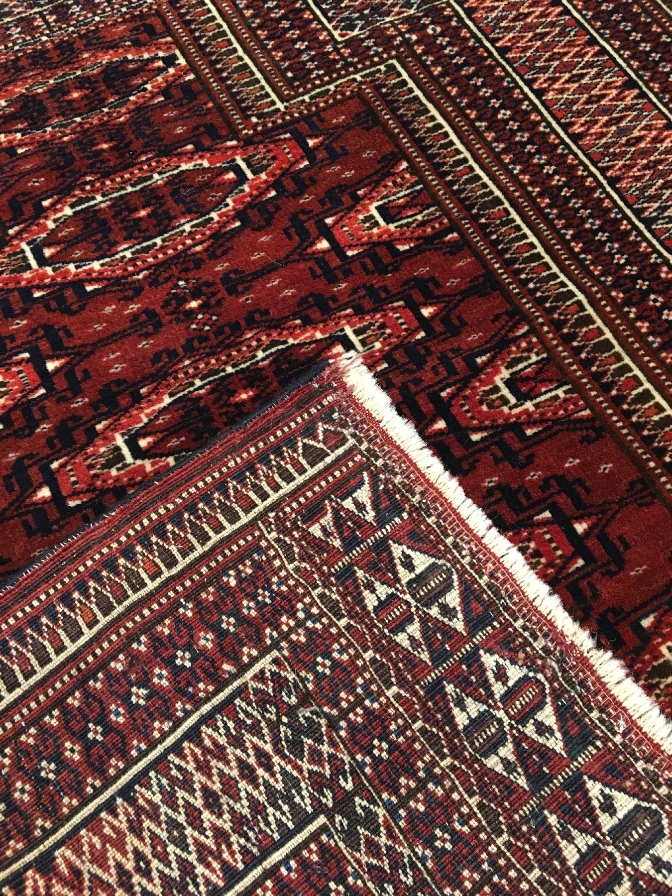 Detail e: Göklan "Gebetsteppich" alt, Nordostpersien, um 1920/1930, Wolle geknüpft auf Wolle. Kleiner Gebetsteppich der Turkmenen in Persienmit ...