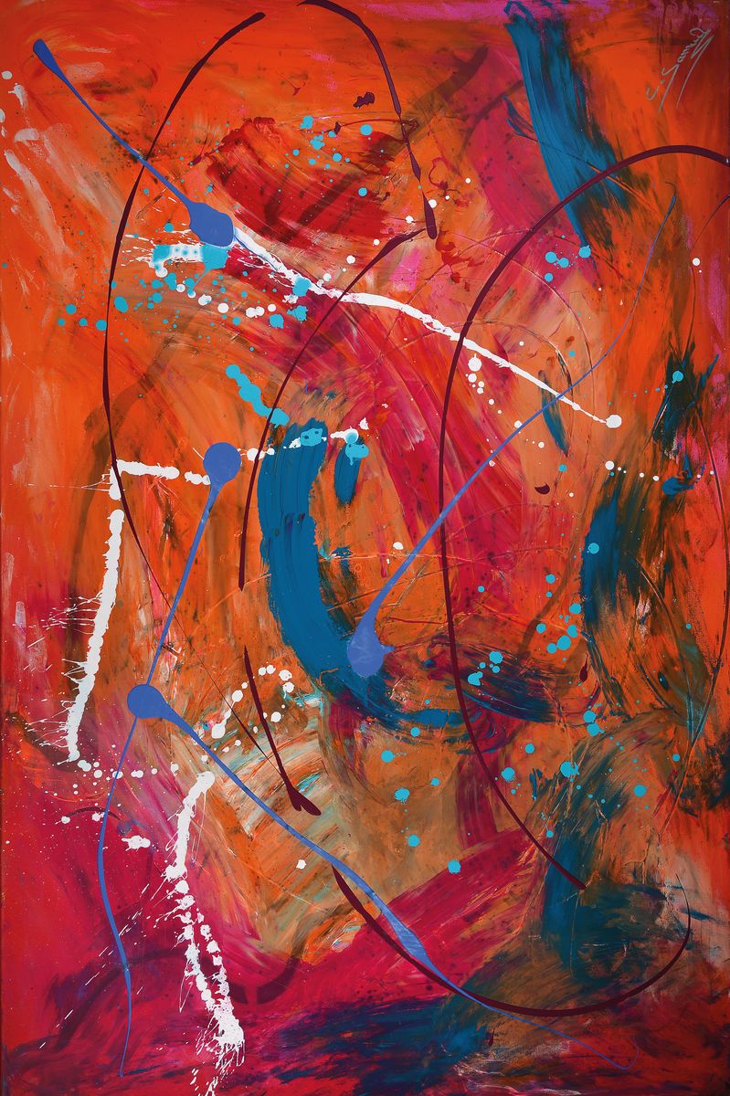Samuel Claudia geb. 1968 Frankfurt, Studium in Frankfurt, mehrere Ausstellung in Berlin Weekend Gallery, und in Frankfurt, Acryl/Lwd, sign., ca. ...