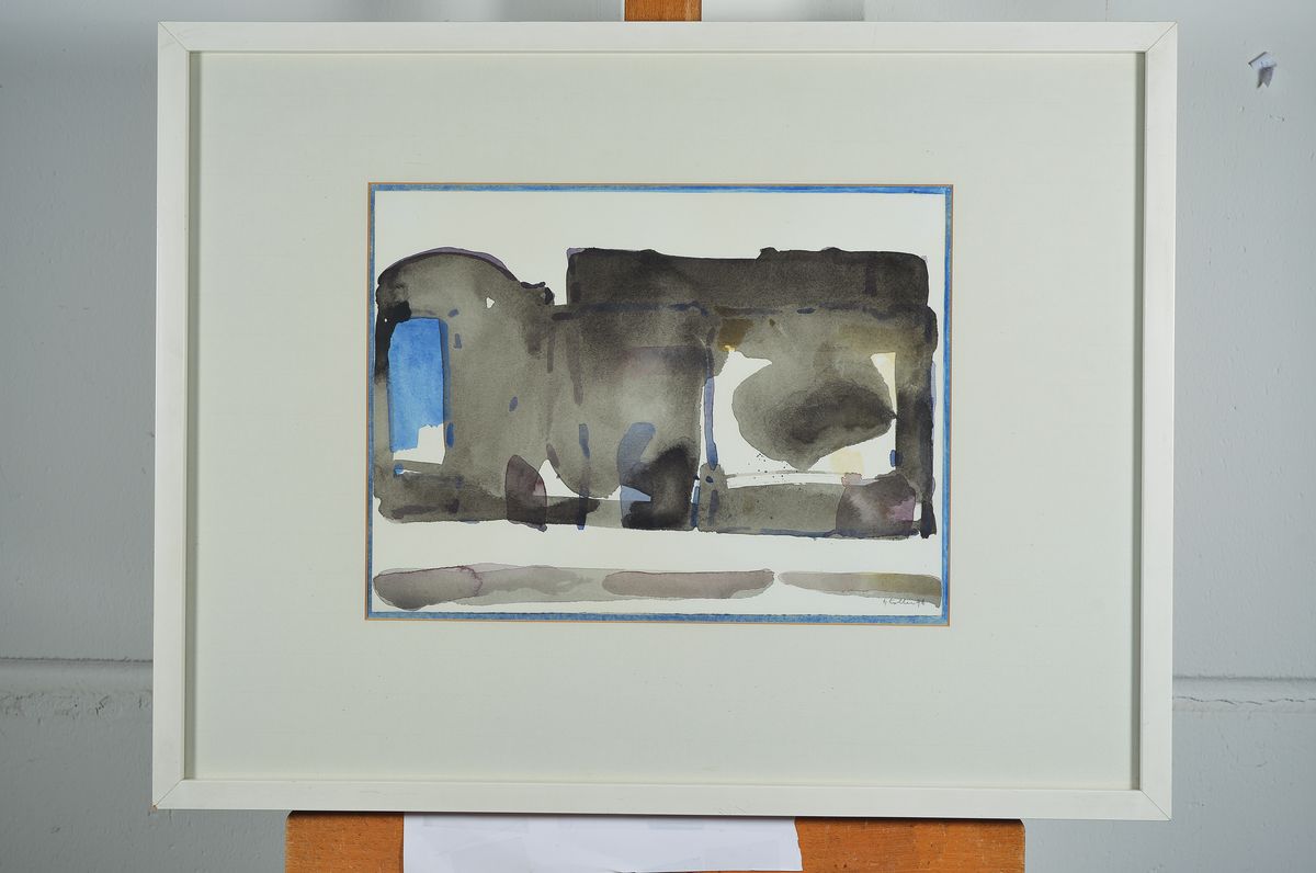 Detail k: Oskar Koller, 1925-2004, Aquarell auf Papier, rechts unten signiert und dat.76, unter Glas gerahmt, motif ca. 28x38 cm, gesamt ca. 52,5x67,5 cm