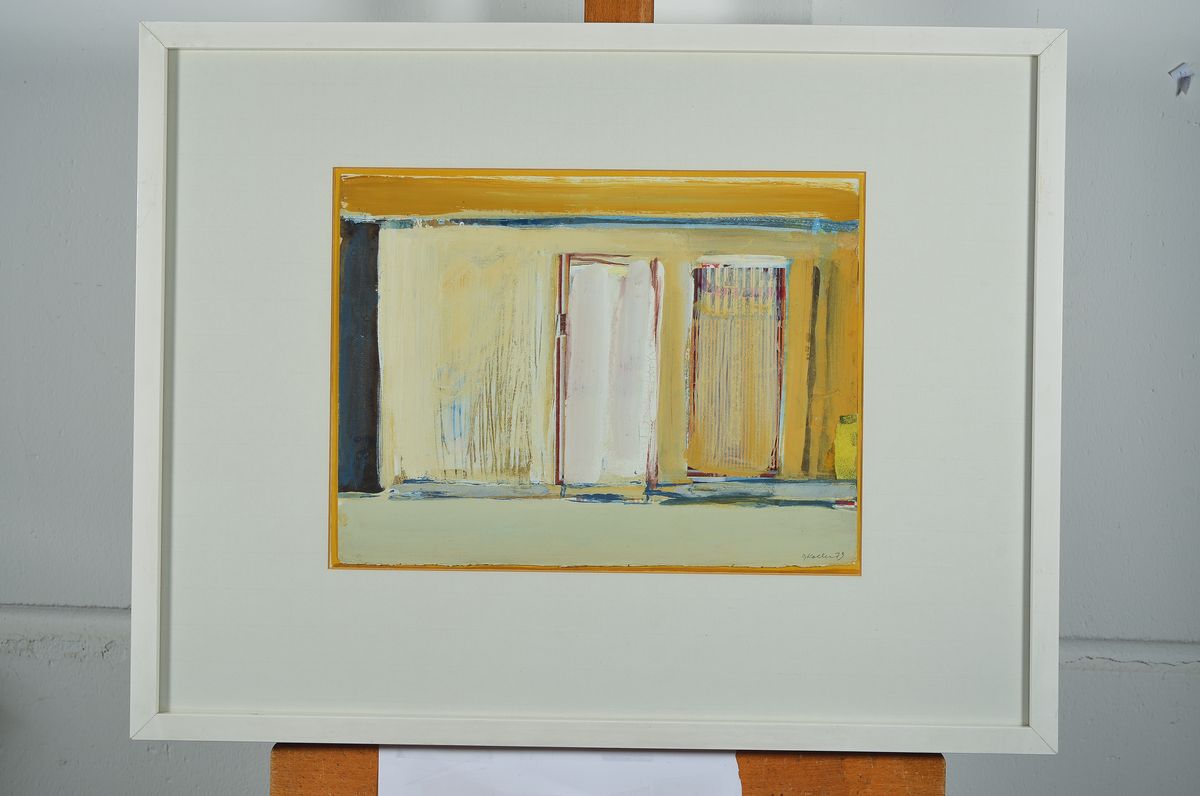 Detail k: Oskar Koller, 1925-2004, Aquarell und Gouache auf Papier, rechts unten signiert und dat. 79, unter Glas gerahmt, motif 28x38 cm, gesamt ca. 53x67,5 cm