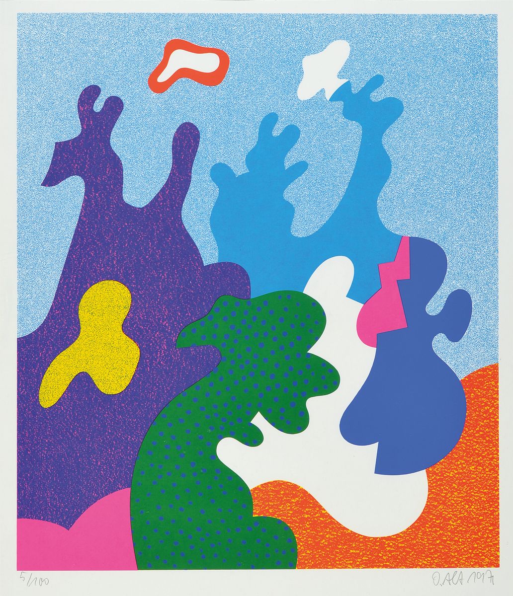 Otmar Alt, geb. 1940, Struktur, Farbserigraphie von 1971, signiert und num. 5/100, ca. 42x37cm, PP. u.Gl., R., ca. 54x70cm, R.