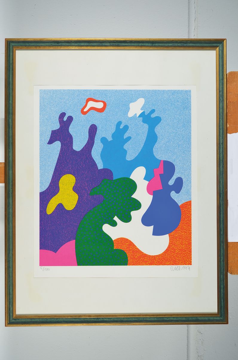 Detail k: Otmar Alt, geb. 1940, Struktur, Farbserigraphie von 1971, signiert und num. 5/100, ca. 42x37cm, PP. u.Gl., R., ca. 54x70cm, R.