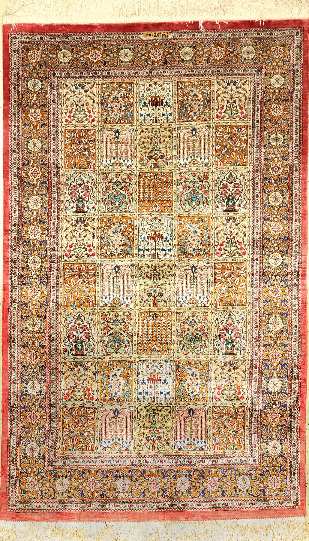 Feiner Seiden Ghom Sign., Persien, ca. 20 Jahre, reine Naturseide, ca. 157 x 97 cm, ca. 1,0 Mio. Kn/qm, EHZ: 2