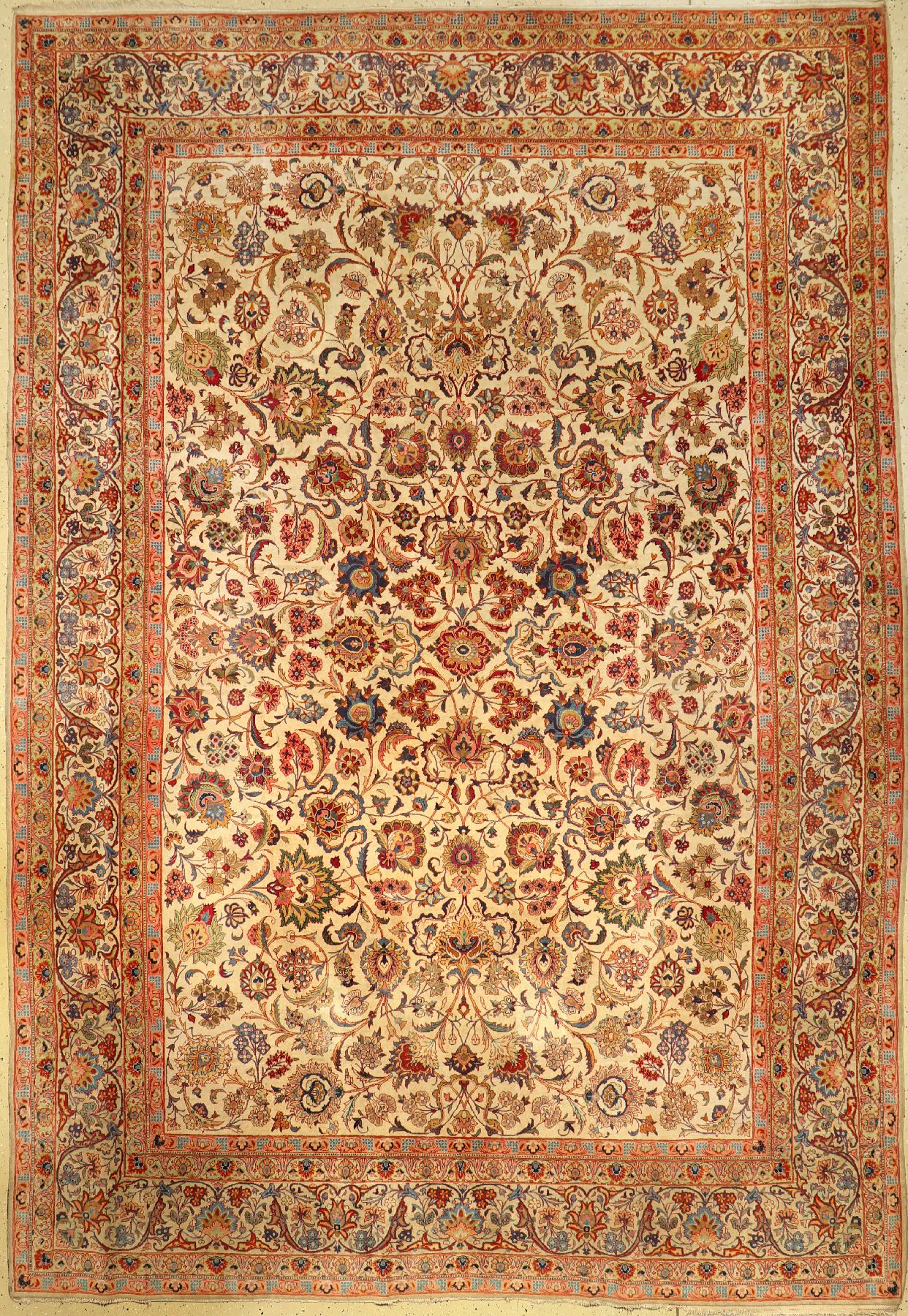Keschan fein alt, Persien, ca. 60 Jahre, Wolle auf Baumwolle, ca. 382 x 263 cm, EHZ: 3-4