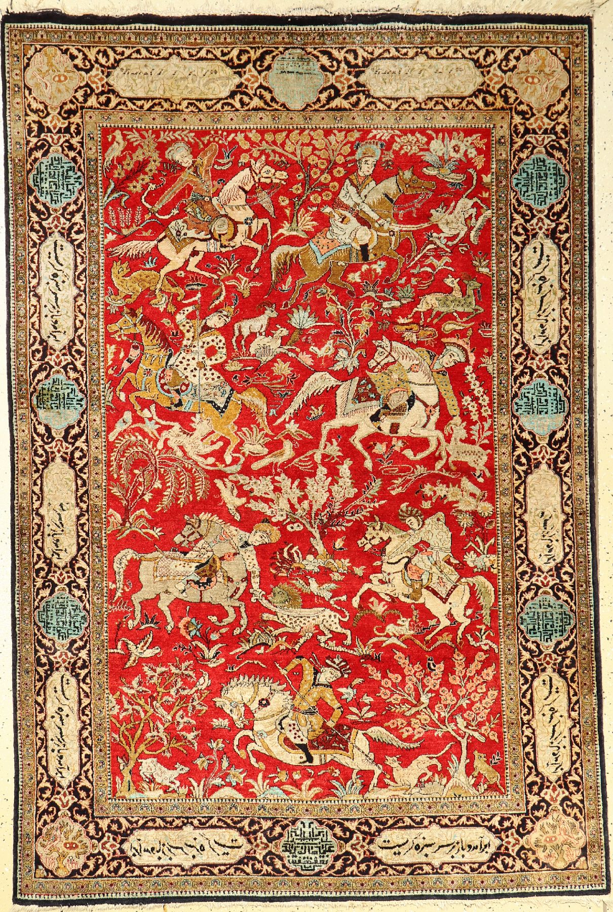 Ghom Seide, Persien, ca. 50 Jahre, reine Naturseide, ca. 203 x 136 cm, EHZ: 2-3 (eine Stelle Morsch)