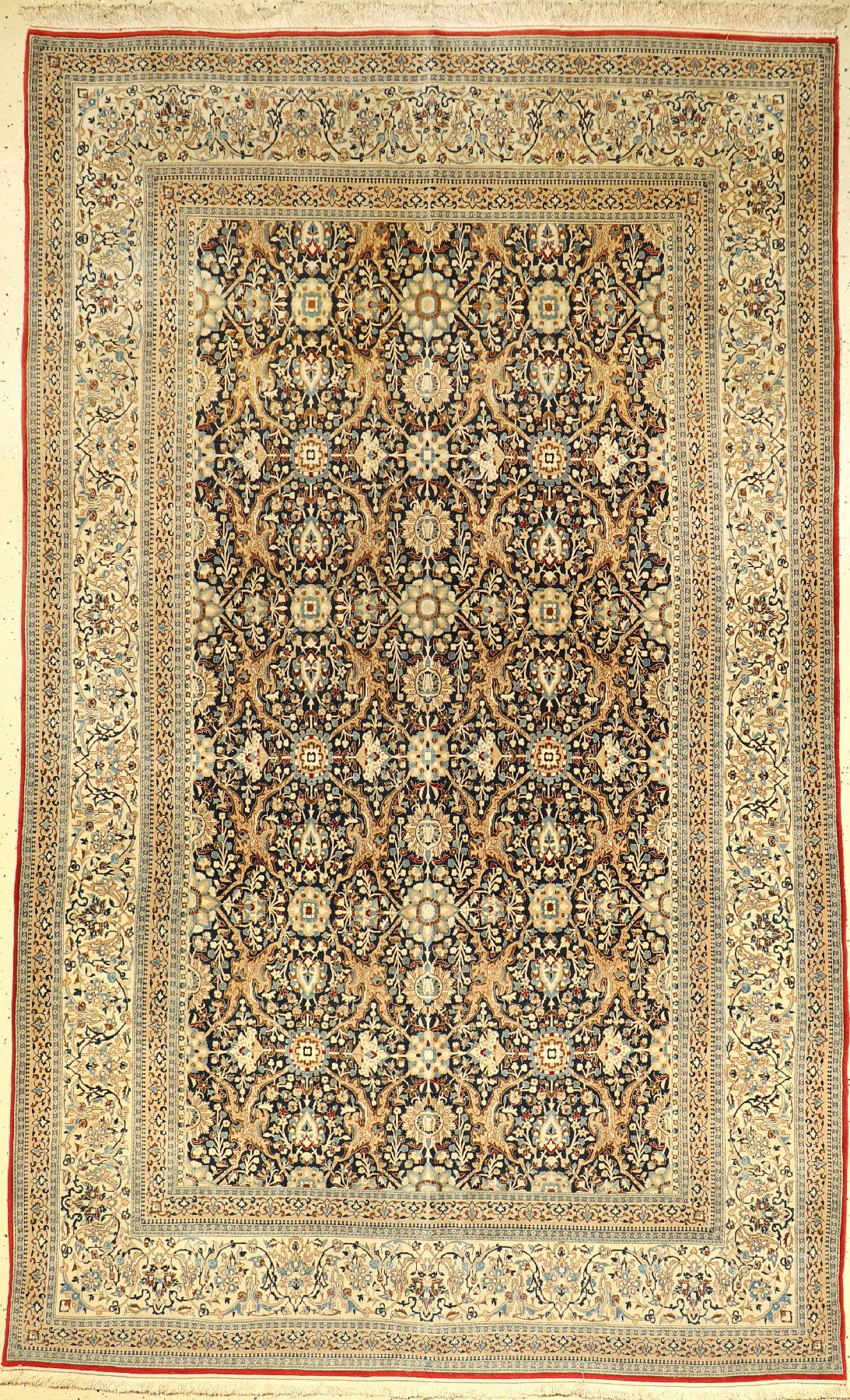 Feiner Nain "Tudeschk" alt (Part-Silk), Zentralpersien, um 1940, Korkwolle mit Seide geknüpft auf Baumwolle. Feiner und sauber ...