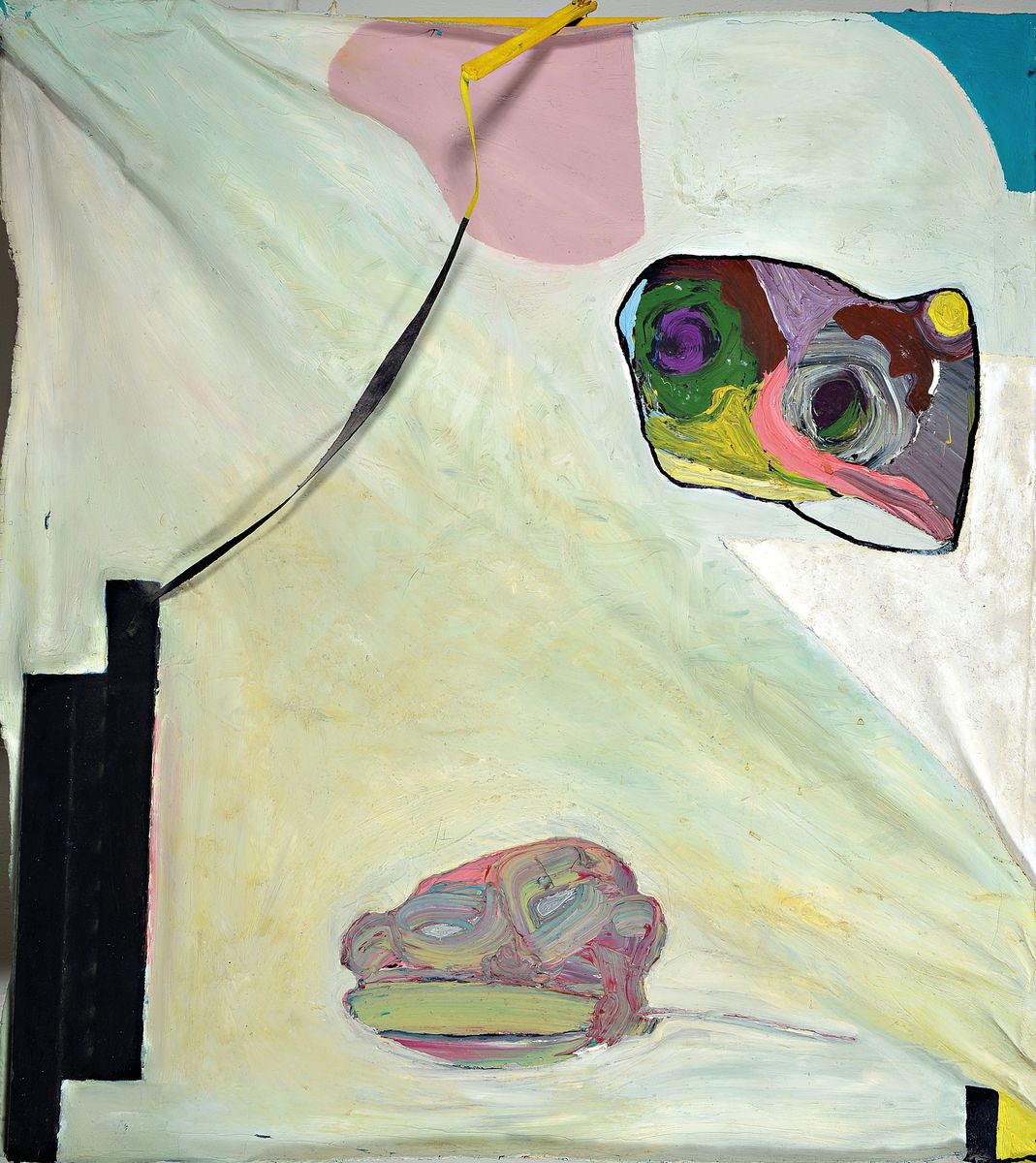 Unbekannte Zeitgenössischer Künstler, Öl/Stoff, collagiert mit Holz und Gewebe, verso dat, 1989, bezeichnet American series Nr.4, ca. 97x87 cm