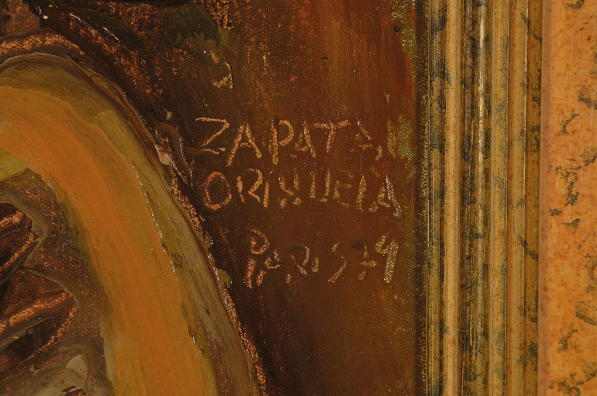 Detail a: Manuel Zapata Orihuela, geb. 1921, Porträt, Öl/Lwd, seitlich rechts signiert und dat. Paris 79, ca. 41x31cm/55x48cm, R.