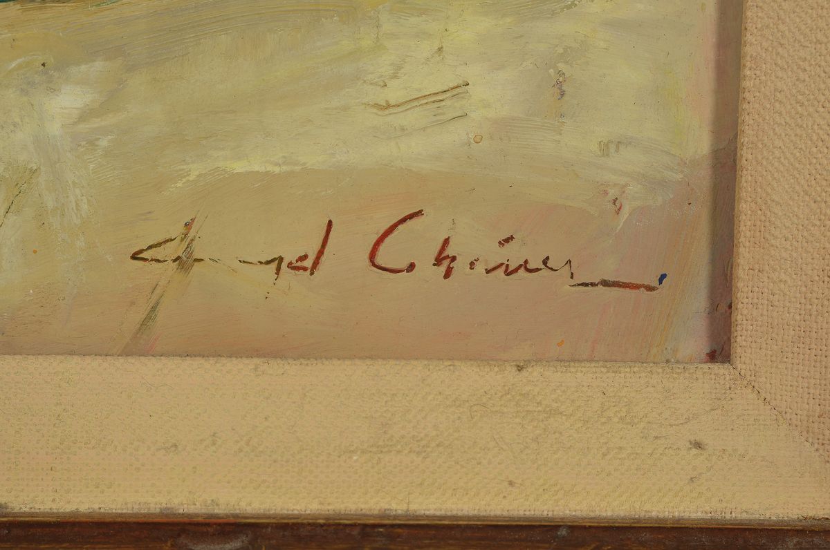 Detail a: Angel Chavez, 1929-1995, zwei Frauen mit Netzen, Öl/Lwd, rechts unten signiert, ca. 51x41cm/72x62cm, R.
