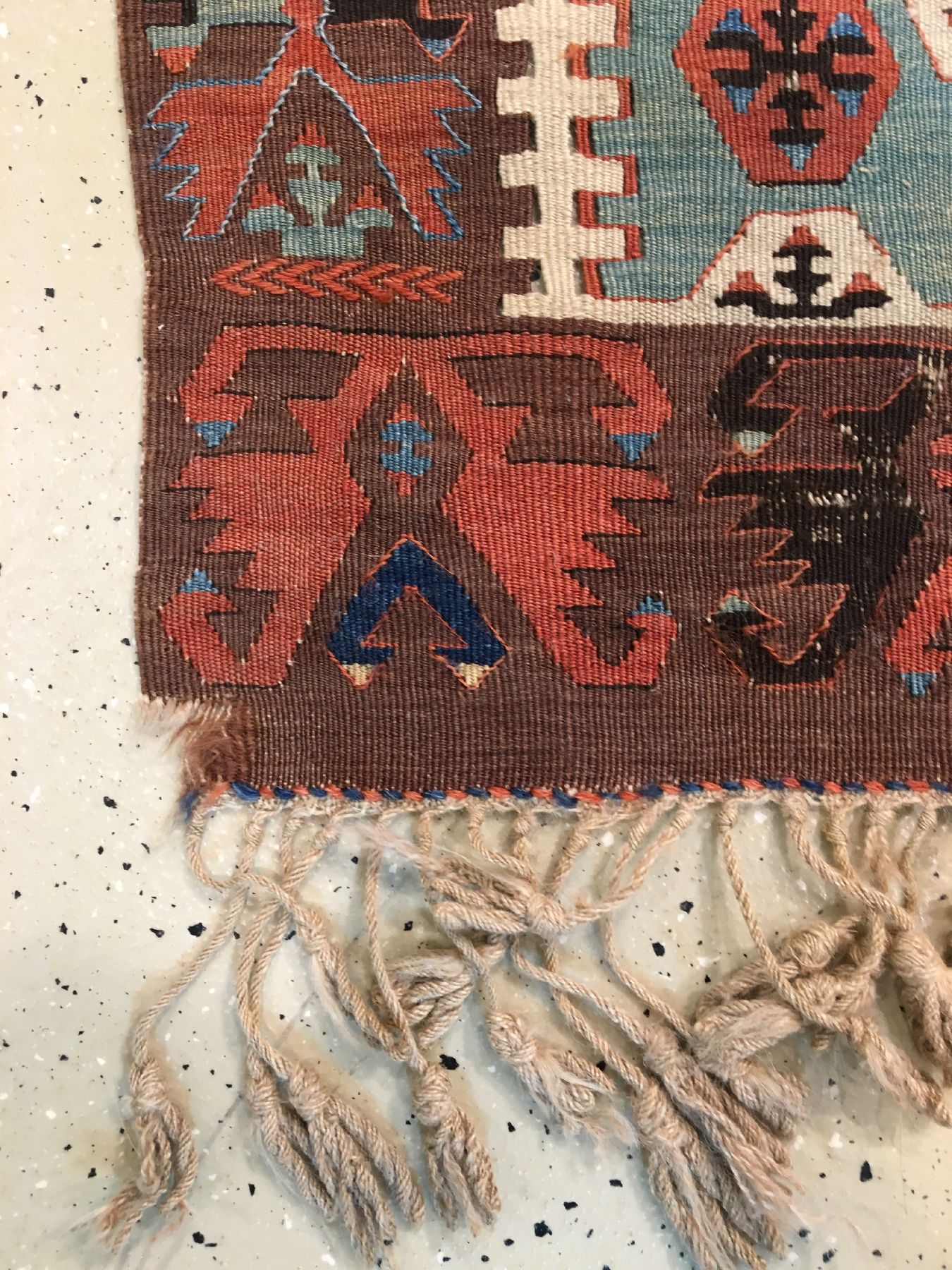 Detail g: Konya "Kelim" antik (Elibelinde Muster), Zentralanatolien, 19.Jhd., Wolle gewebt auf Wolle. Seltener kleiner Konya-Kelim mit Naturfarben, ...
