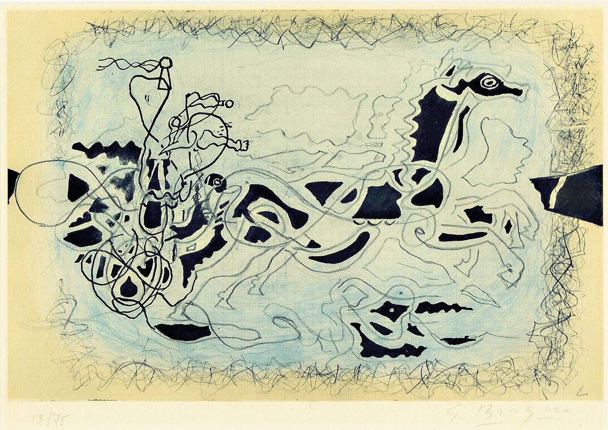 Georges Braque, 1882-1963, Ohne Titel, Farboffset, handsigniert und num. 13/75, ca. 22.5x34.3cm, PP, u.Gl., R.