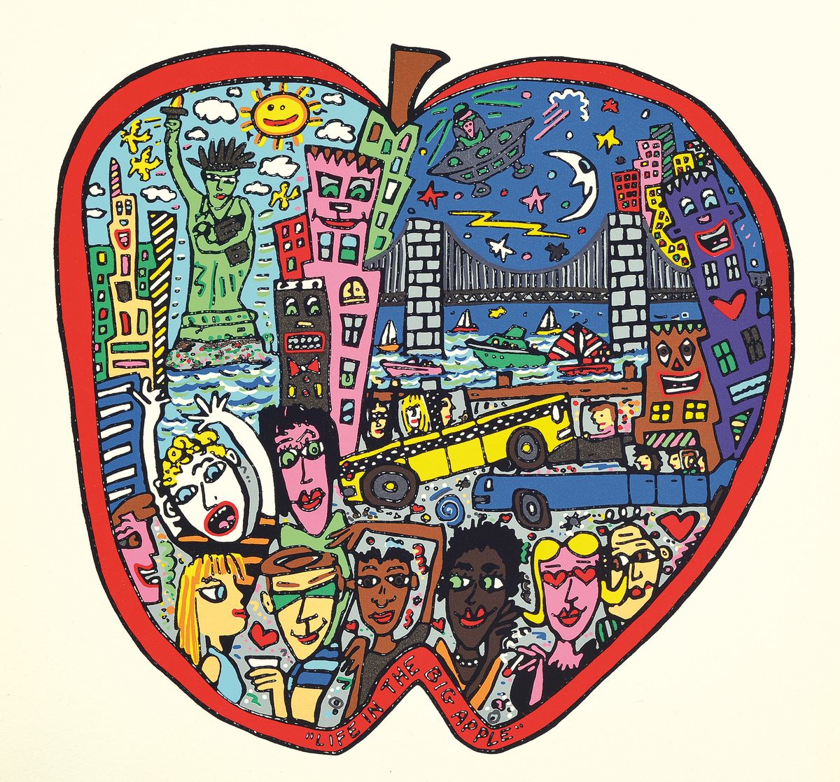 James Rizzi, 1950-2011, Life in the big Apple, Farblithografie auf Bütten, ca. 29x29 cm