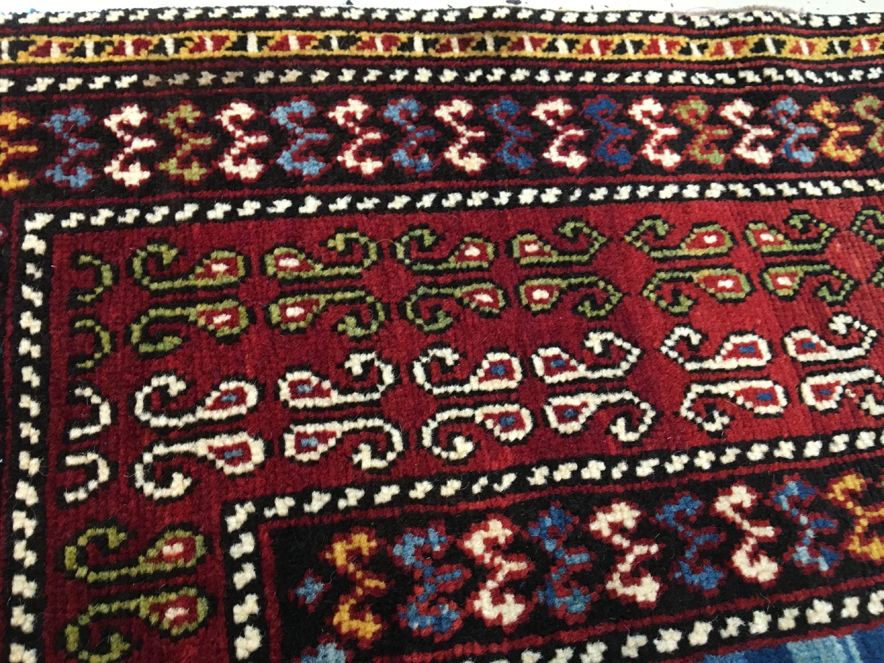 Detail g: Sehr feiner Marasali "Tachte" antik, Ostkaukasus Schirwan-Gebiet, 19.Jhd., Wolle geknüpft auf Wolle. Sehr fein geknüpfter Schirwan im ...