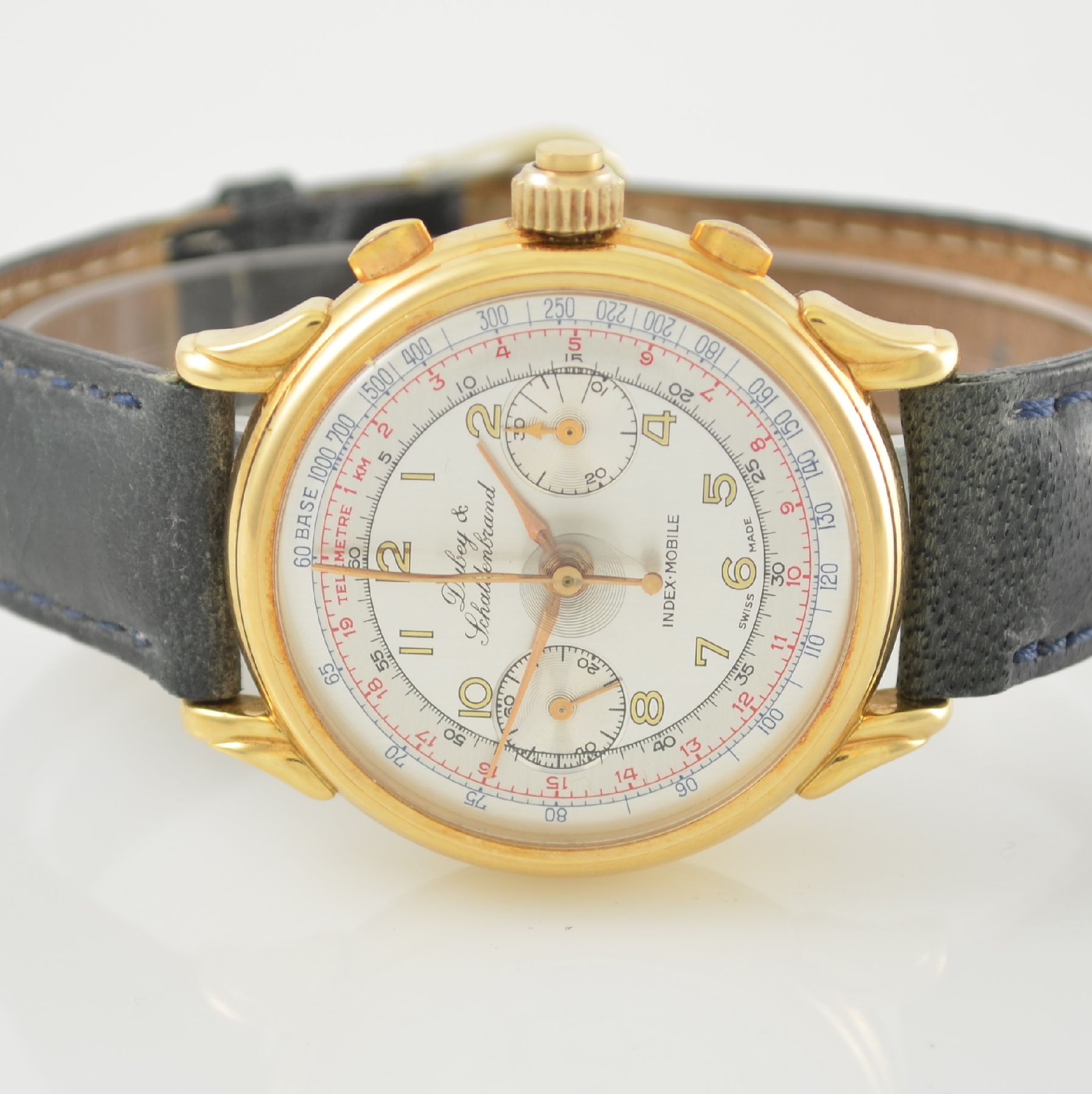 Detail a: DUBEY & SCHALDENBRAND seltener, auf 50 Stück limitierter Armbandchronograph Index-Mobile mit Mono-Rattrapante, Handaufzug, Schweiz um 1990, beids. ...