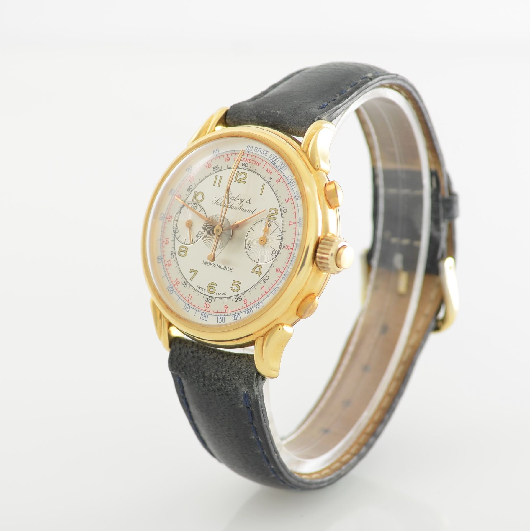 Detail b: DUBEY & SCHALDENBRAND seltener, auf 50 Stück limitierter Armbandchronograph Index-Mobile mit Mono-Rattrapante, Handaufzug, Schweiz um 1990, beids. ...