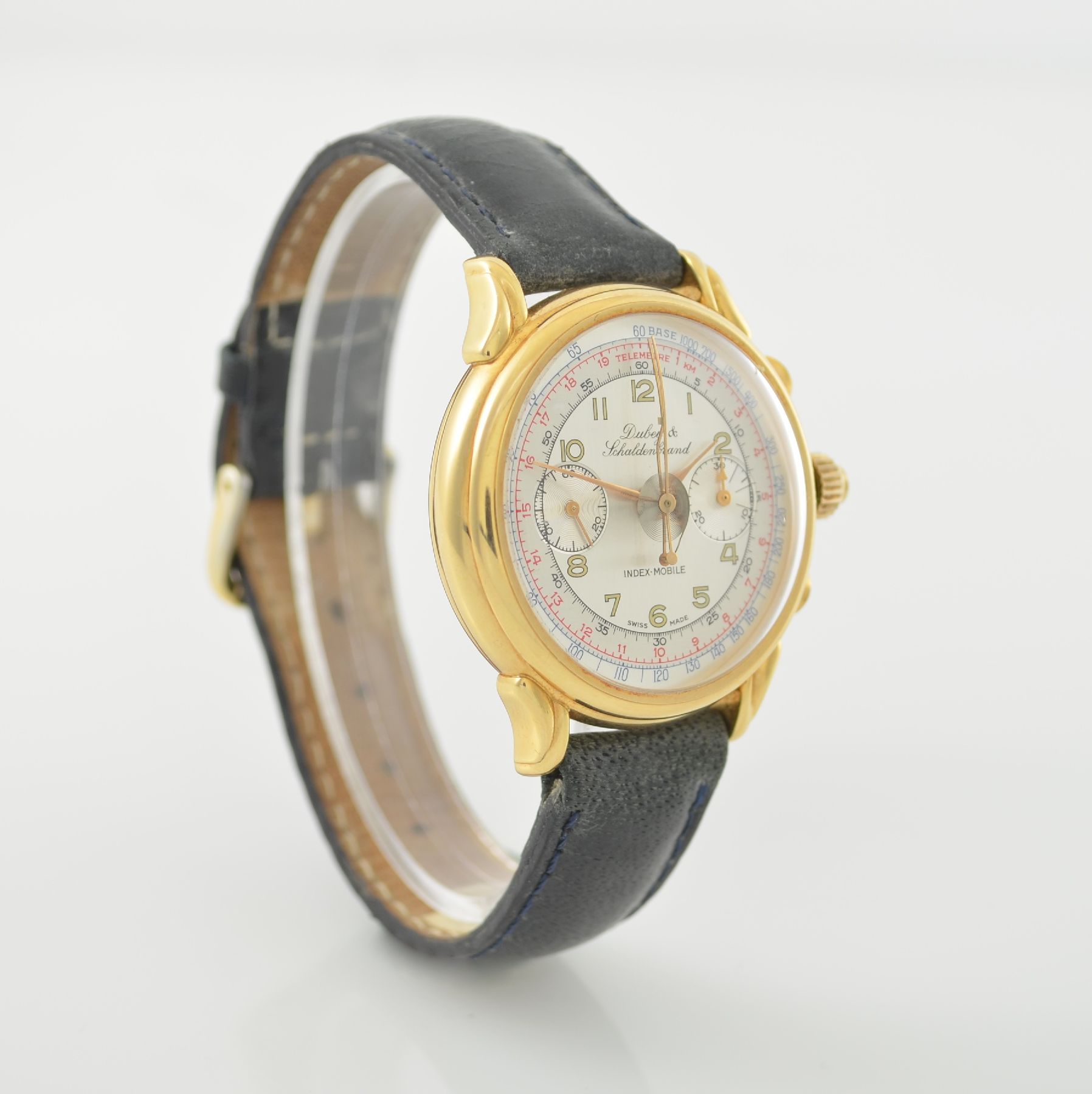 Detail c: DUBEY & SCHALDENBRAND seltener, auf 50 Stück limitierter Armbandchronograph Index-Mobile mit Mono-Rattrapante, Handaufzug, Schweiz um 1990, beids. ...