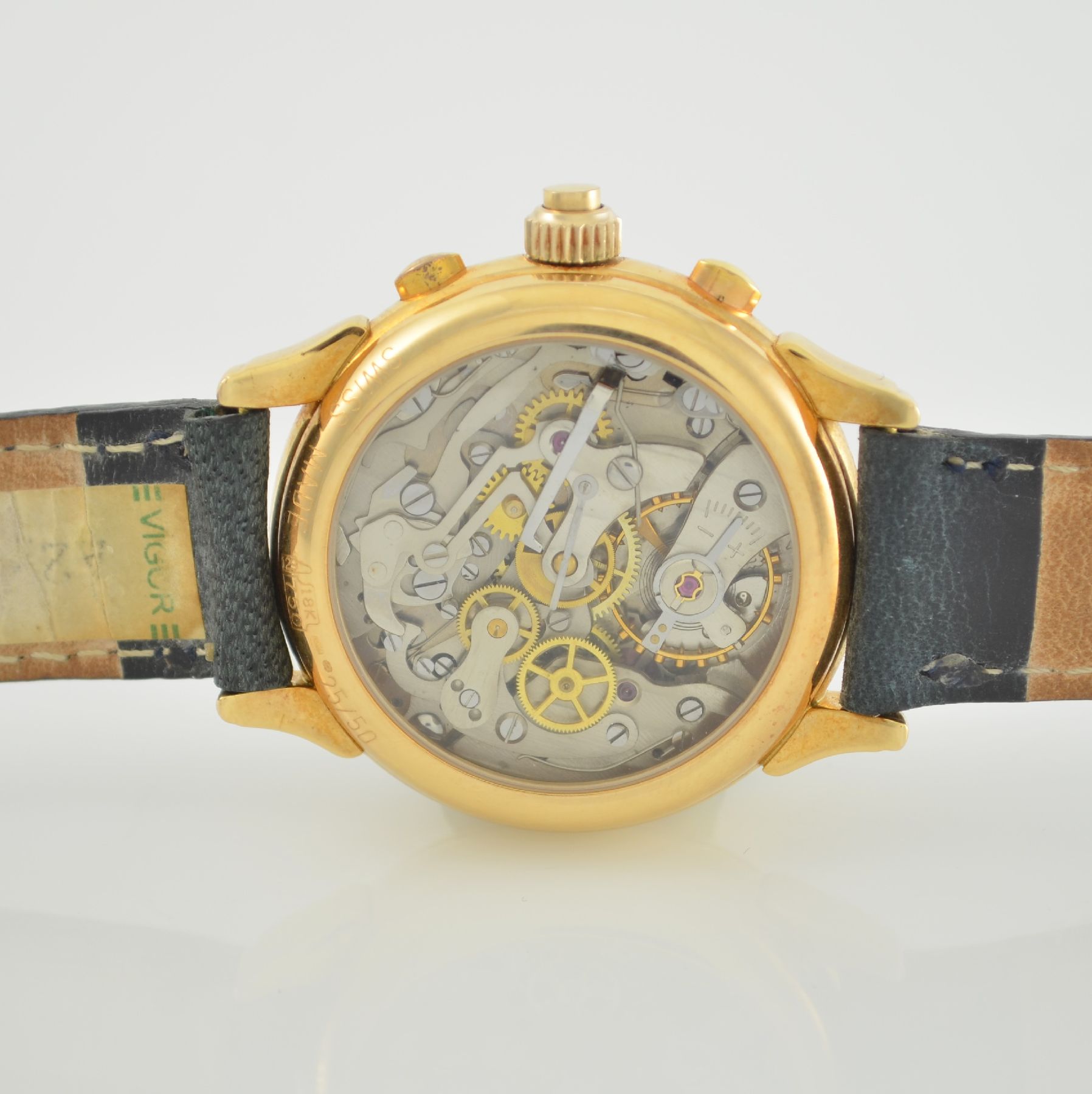 Detail e: DUBEY & SCHALDENBRAND seltener, auf 50 Stück limitierter Armbandchronograph Index-Mobile mit Mono-Rattrapante, Handaufzug, Schweiz um 1990, beids. ...