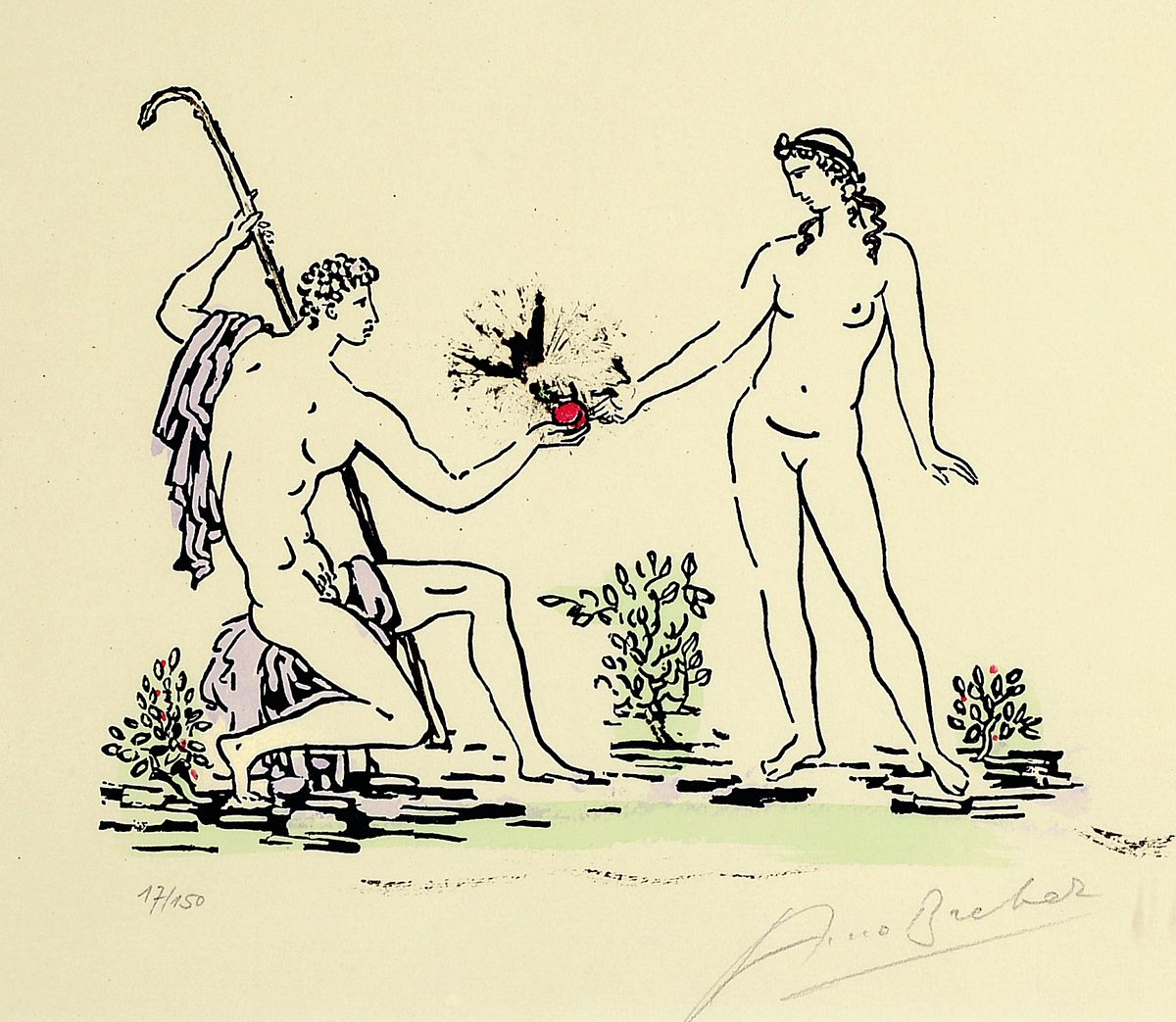 Detail a: Arno Breker, 1900-1991, Das Urteil des Paris, 1977 109/120, und zwei andere Blätter, 109/120 bzw. 17/150 und e.a., ca. 21.5 x 35 cm, unter Glas, ...
