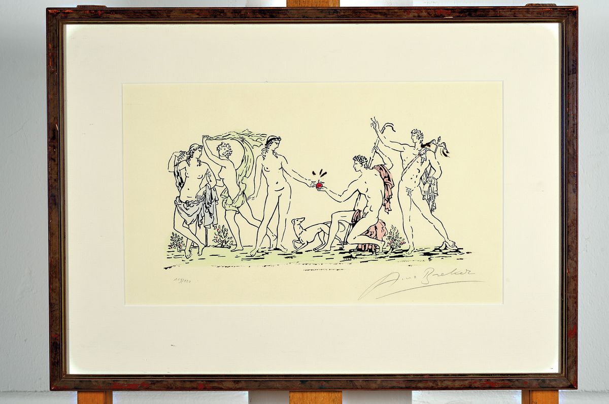 Detail m: Arno Breker, 1900-1991, Das Urteil des Paris, 1977 109/120, und zwei andere Blätter, 109/120 bzw. 17/150 und e.a., ca. 21.5 x 35 cm, unter Glas, ...