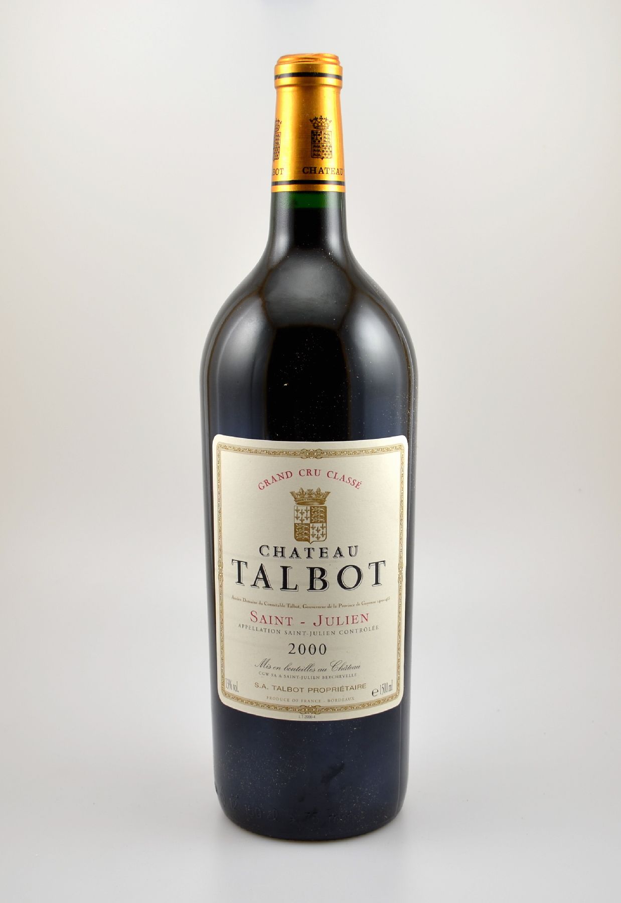1 Magnumflasche 2000er Chateau Talbot, Saint-Julien, ca. 150 cl, 13 % Vol., Füllstand: into neck, hervorragender Erhaltungszustand, unverkostet, ...