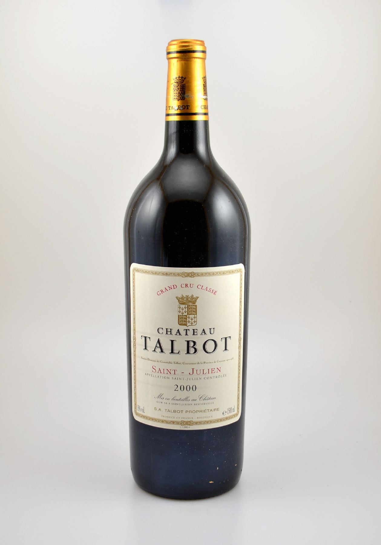1 Magnumflasche 2000er Chateau Talbot, Saint-Julien, ca. 150 cl, 13 % Vol., Füllstand: into neck, hervorragender Erhaltungszustand, unverkostet, ...