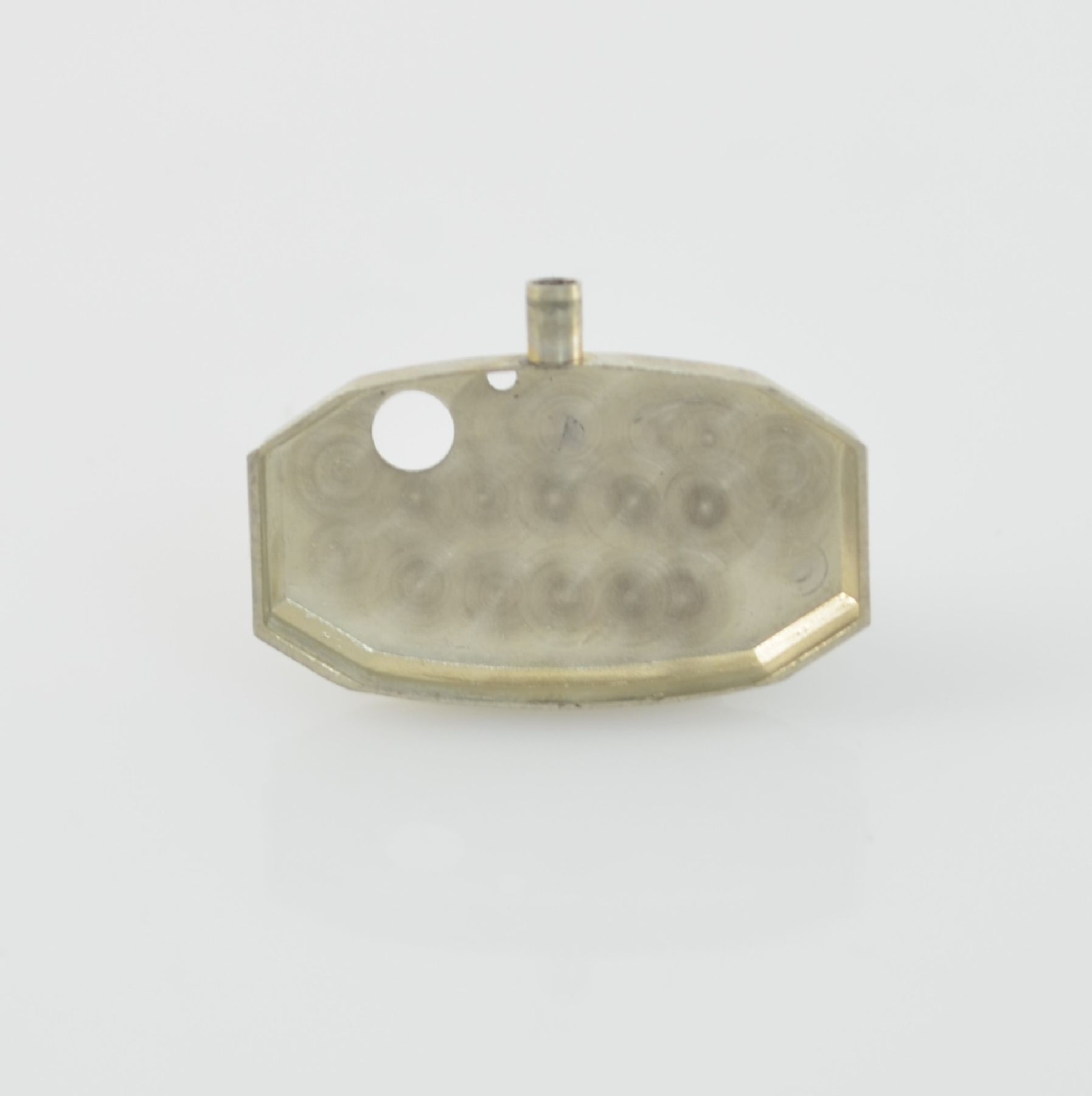 Detail h: OMEGA frühe Damenarmbanduhr in Edelstahl, Handaufzug, Schweiz um 1937, Boden aufgedr., Steigbügel-förmige Bandanst., Zifferblatt altersbed. fl., ...