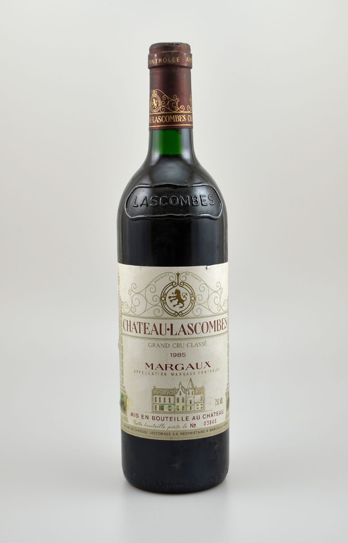 2 Flaschen 1985 Chateau Lascombes, Margaux, Grand Cru Classe, je ca. 75 cl, Füllstände: ca. into neck, Etiketten beschmutzt bzw. besch., ...