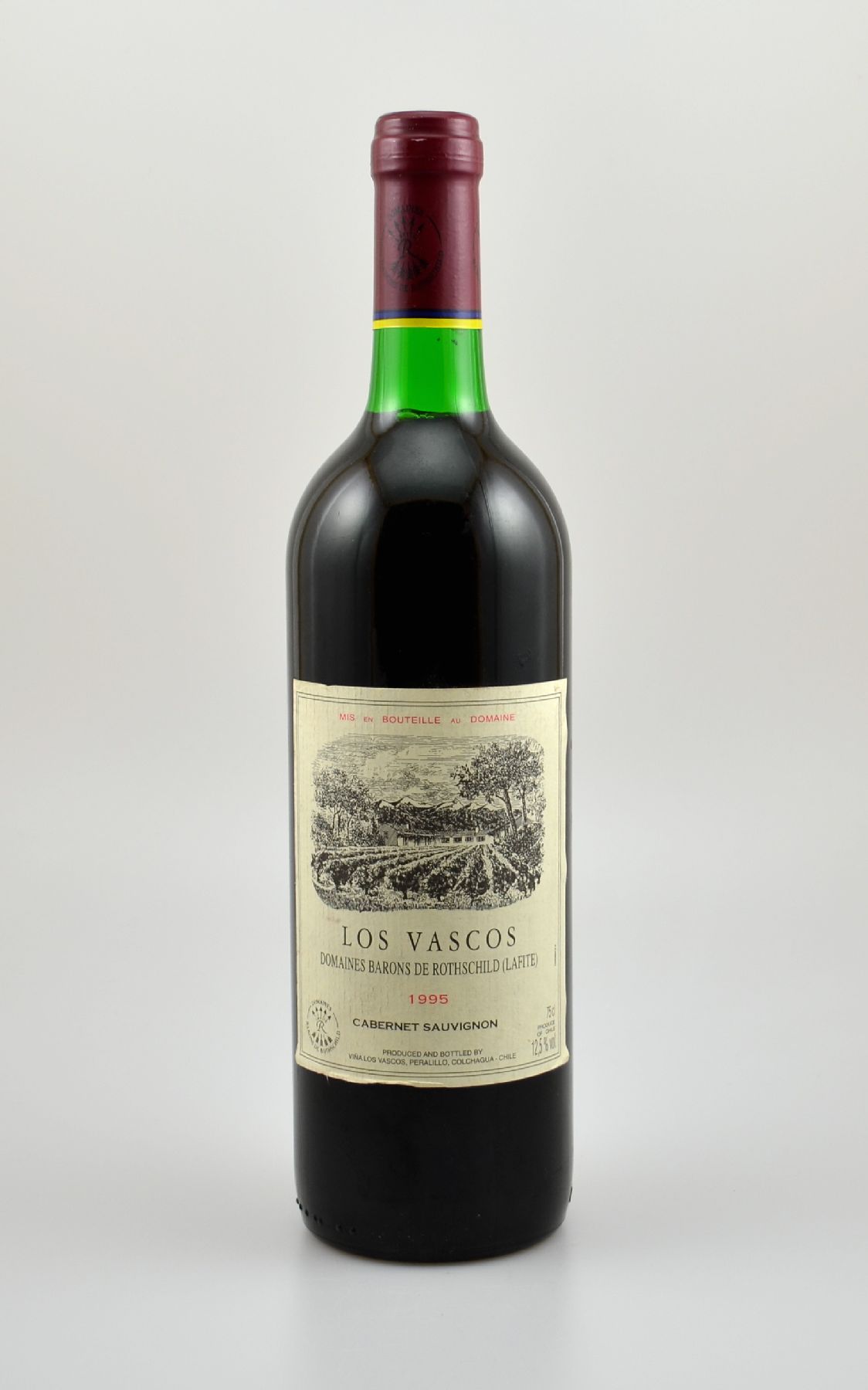 2 Flaschen 1995 Los Vascos, Domaines Barons de Rothschild (Lafite), je ca. 75 cl, 12,5 % Vol., Füllstände: je ca. top shoulder, Etiketten z.T. l. ...