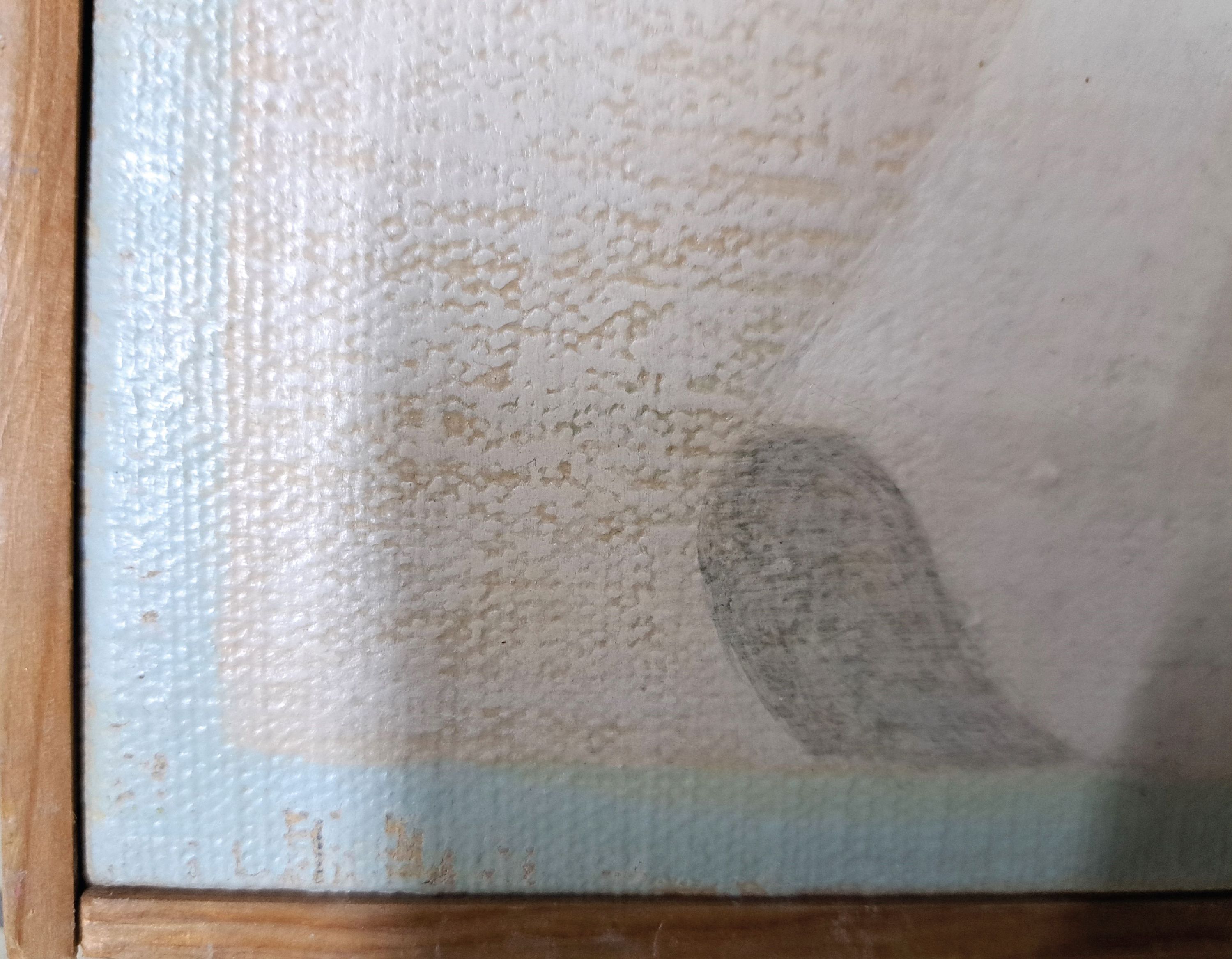 Detail l: Lutz Raffel, geb. 1943 Ostpreußen, Öl/Lwd, Stilleben " Geschirr" in weiß, Mitte unten sign., und dat., ca. 59x41 cm, l. beschädigt
