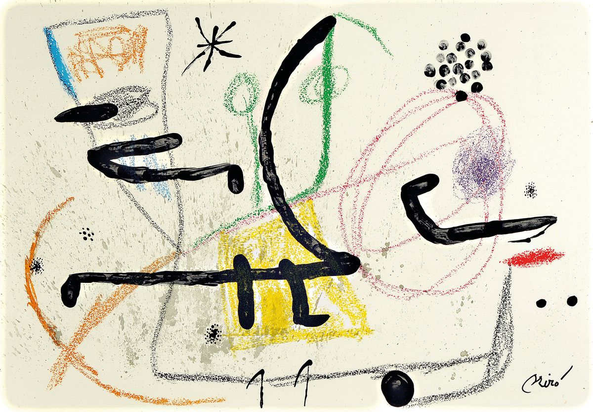 Detail c: Joan Miro , 1893-1983, Konvolut aus Serie Maravillas con variacoiones acrosticas en el Jardin de Miro, Mappe mit 8 Lithografien, und 4 gerahmte ...