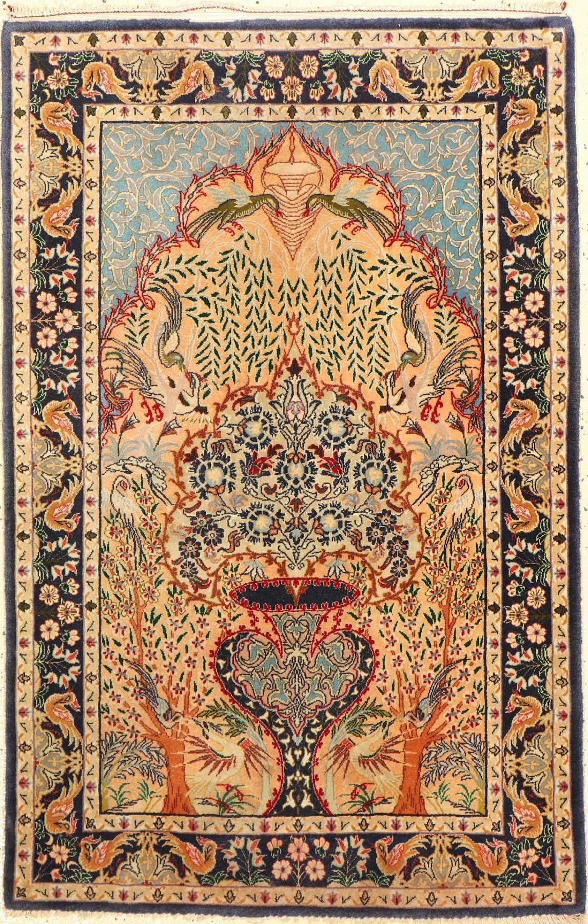 Esfahan fein, Persien, ca. 30 Jahre, Korkwolle mit und auf Seide, ca. 109 x 71 cm, EHZ: 2