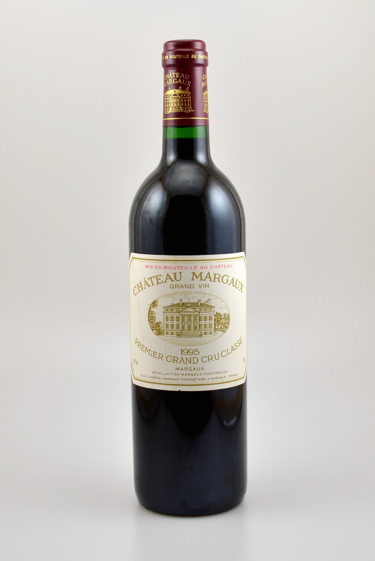 1 Flasche 1995 Chateau Margaux, Margaux, Premier Cru Classe, ca. 75 cl, 12,5 % Vol., Füllstand: ca. into neck, Etikett min. besch., unverkostet, ...