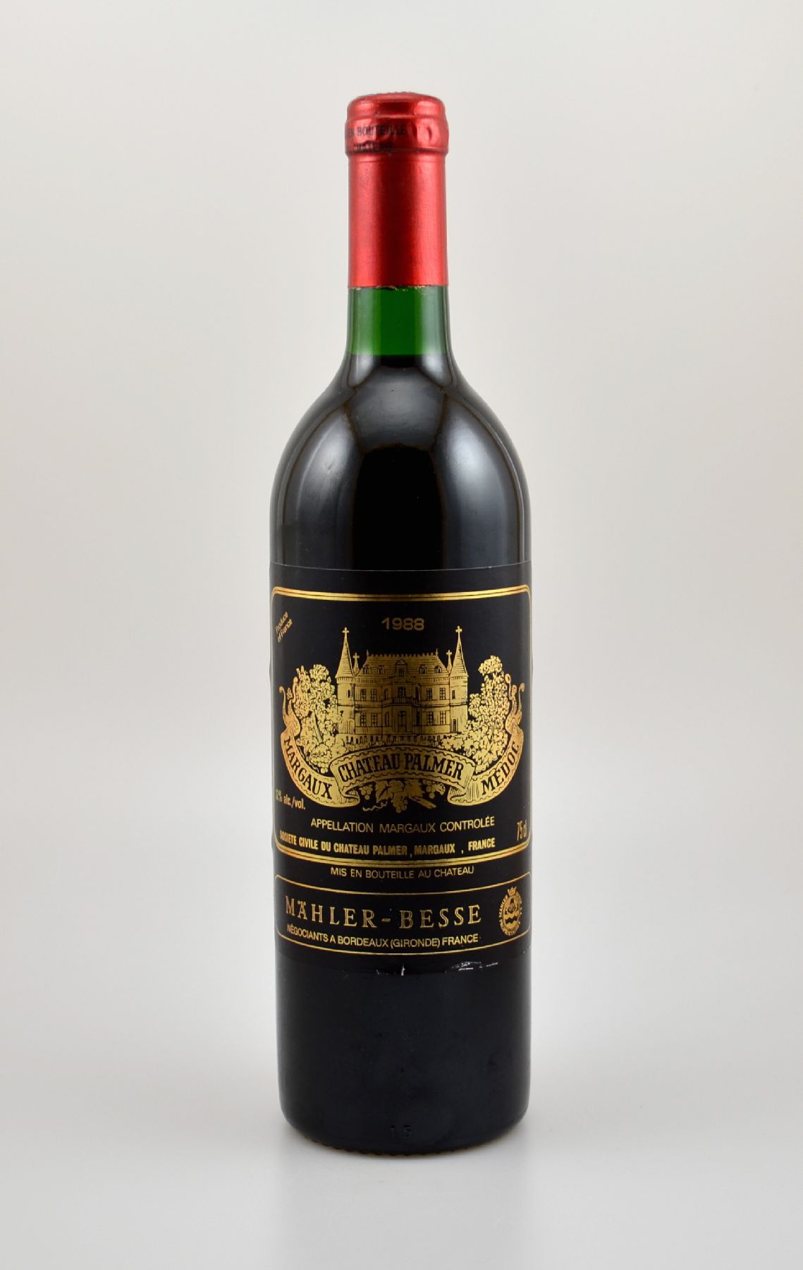 1 Flasche 1988 Chateau Palmer, Margaux, ca. 75 cl, 12 % Vol., Füllstand: into neck, guter Erhaltungszustand, unverkostet, Provenienz: Aus einer ...