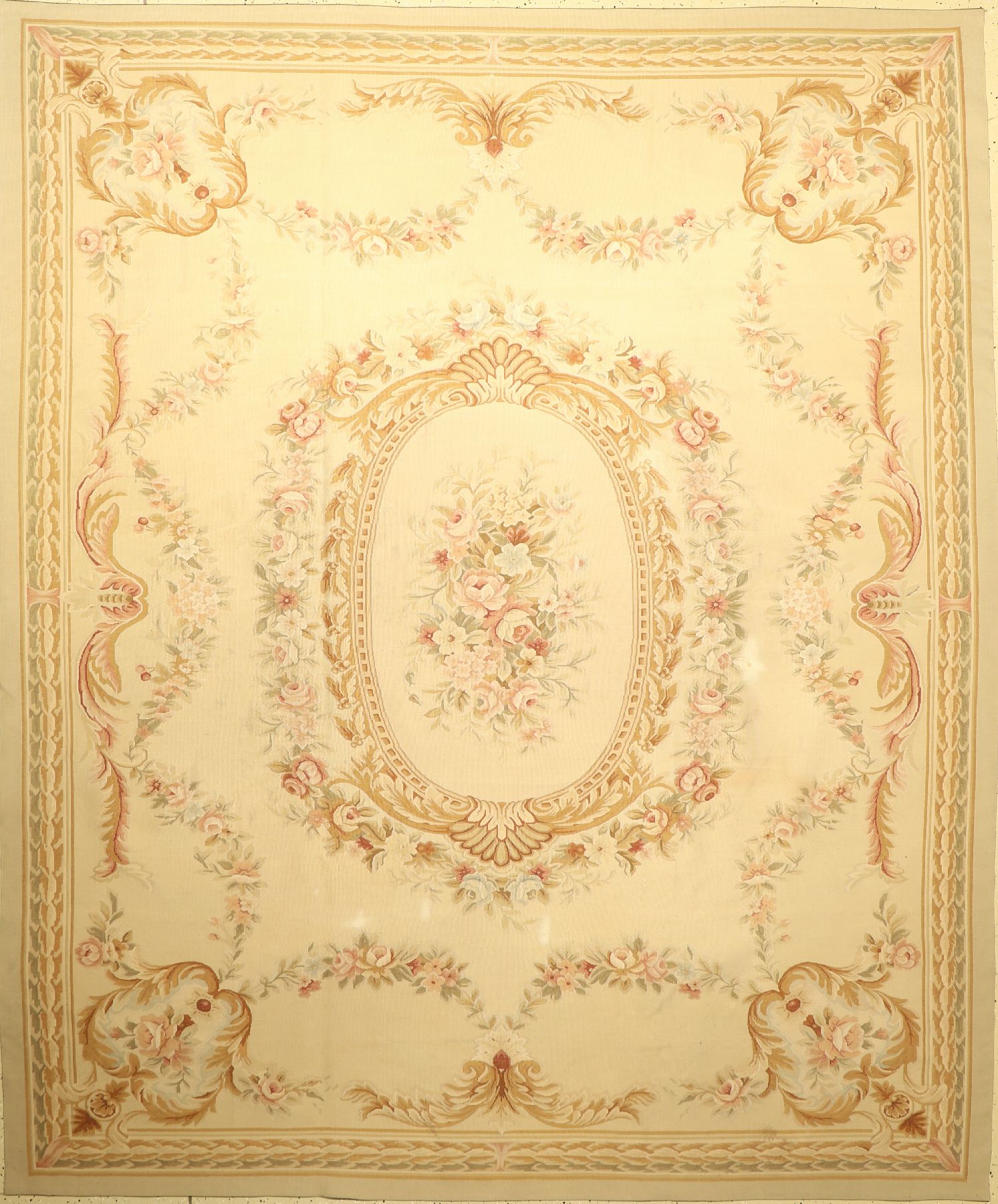 Aubosson, China, ca. 30 Jahre, Wolle auf Baumwolle, ca. 292 x 248 cm, EHZ: 3(Flecken)
