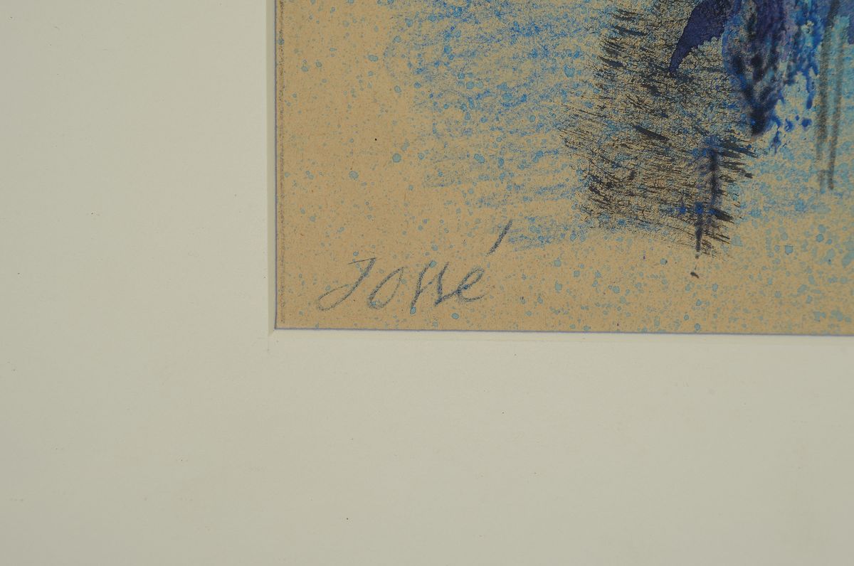 Detail a: Friedrich Jossé, 1897 Wolfstein-1994 Speyer,blauer Korallenstock, Gouache von 1961, Mischtechnik auf dünnem Papier, signiert und dat., ca. 28x40cm, ...