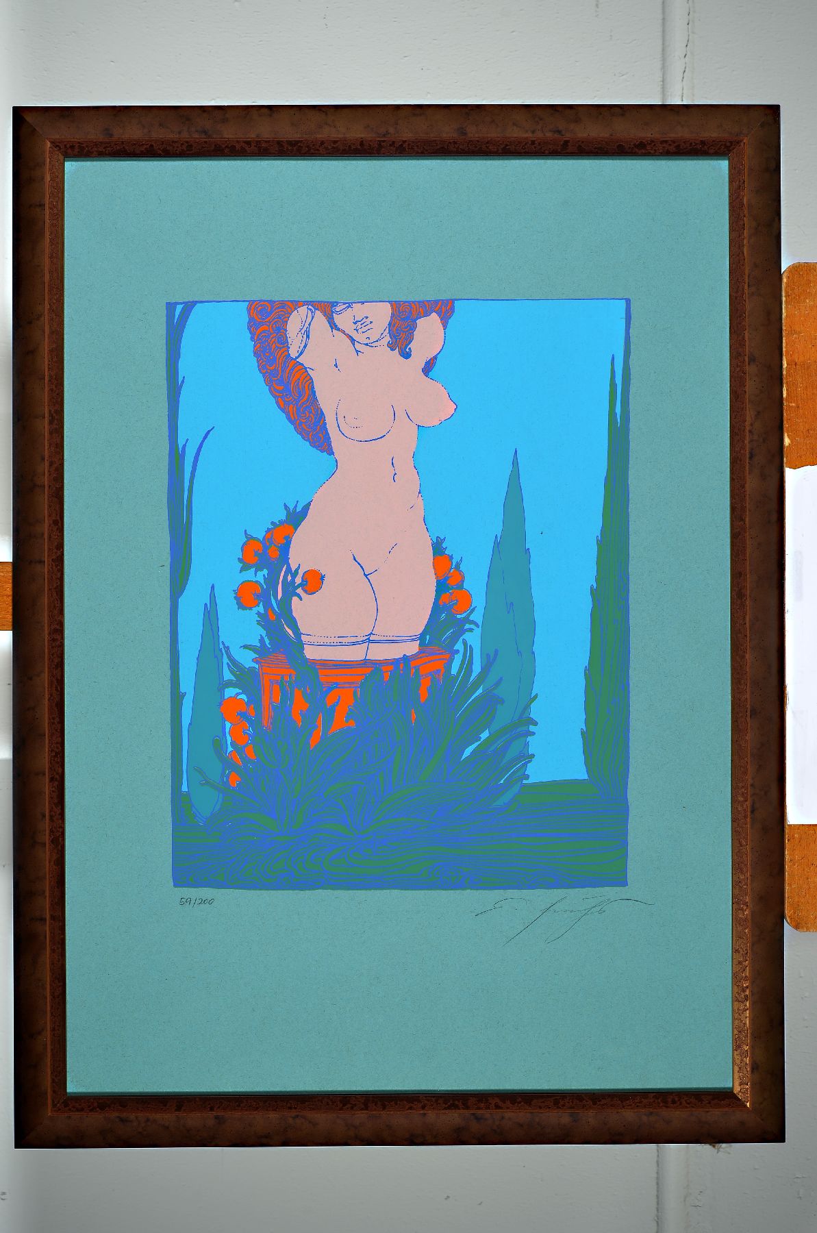 Detail a: Ernst Fuchs, 1930-2015 Wien, Delilah, Farbserigraphie auf grünem Papier, handsigniert und num. 59/200, ca. 44x34cm, PP, u.Gl., R. ca. 79x58cm