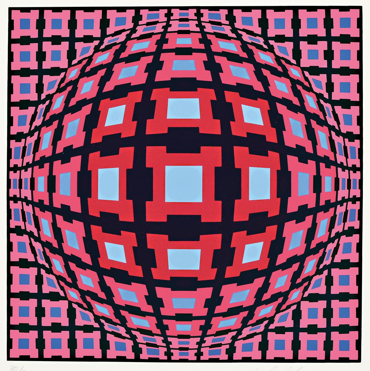 Viktor Vasarely, 1906-1997, zwei Farbserigraphien, num. 74/250 und 80( 250, beide handsigniert, 40 x 37.5 cm