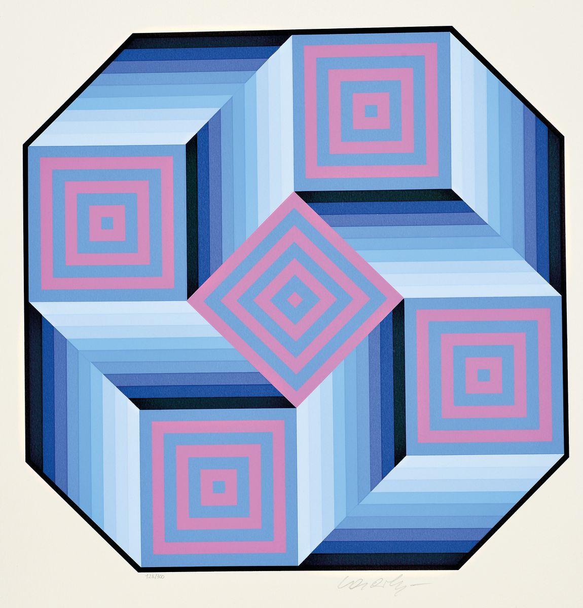 Viktor Vasarely, 1906 - 1997, Farbserigraphie, handsigniert und num. 128/300, ca. 55 x 44 cm