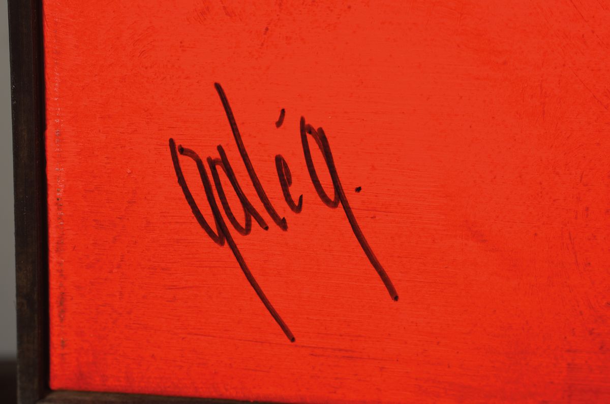Detail a: Gaston Gale, zeitgenössischer Belgischer Künstler, Abstrakte Komposition in Pink-Rot,Öl/Lwd, links unten sign., ca. 121,5x101 cm, Leisten