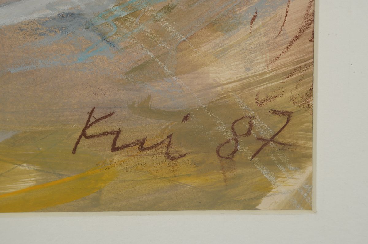 Detail a: Kui, geb. 1946, abstrakte Farbkomposition, Acryl/Papier, sign., dat. 87, unter Glas gerahmt, gesamt ca. 83x63 cm